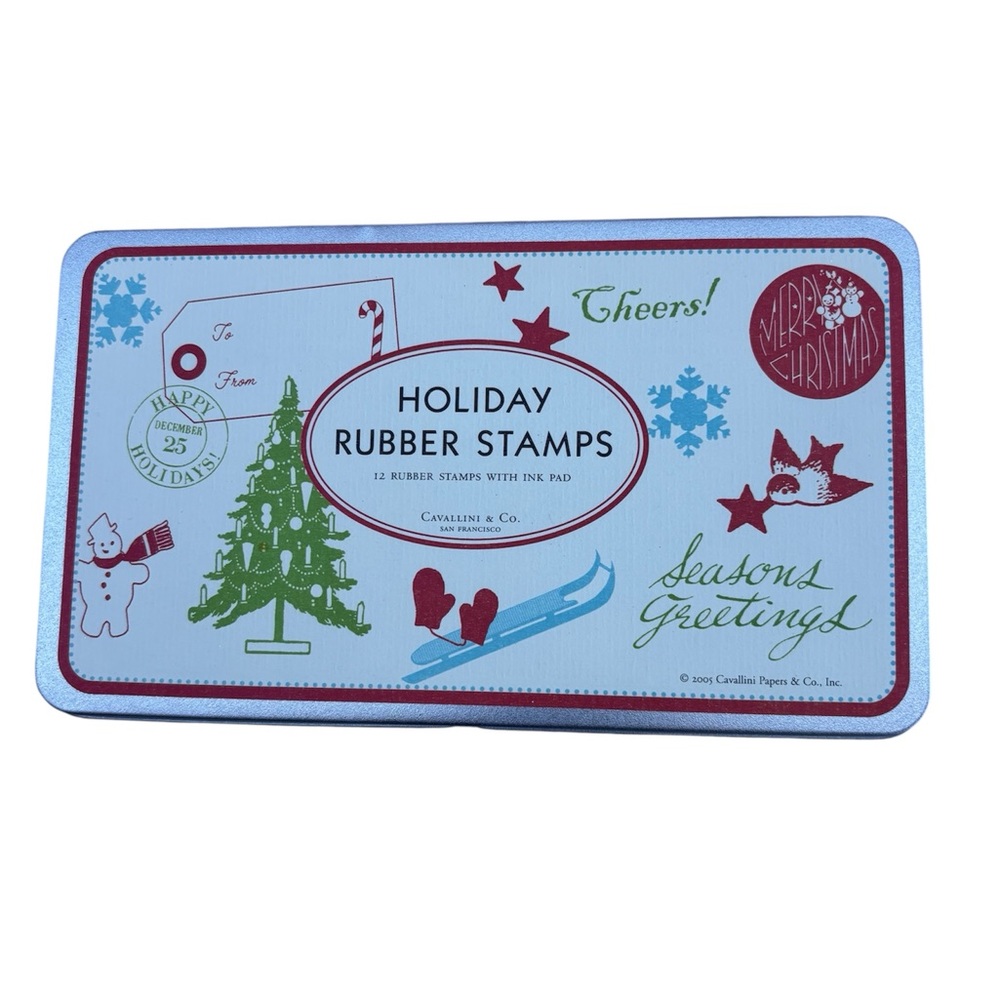 Cavallini Paper & Co Holiday Rubber Stamps Set - Multicolor